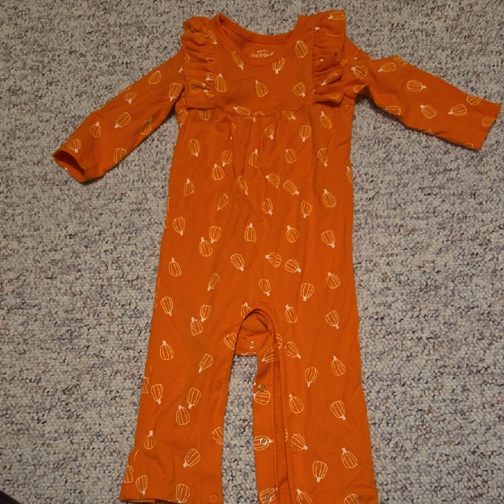 Cat & Jack Orange Pumpkin Baby Romper